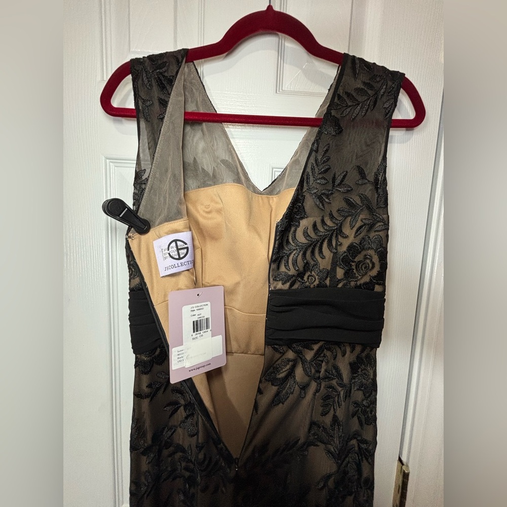 NWT JS COLLECTIONS SZ 4 BLACK/NUDE THE EMILY GOWN High Low Silhouette #86111881 - Picture 7 of 14